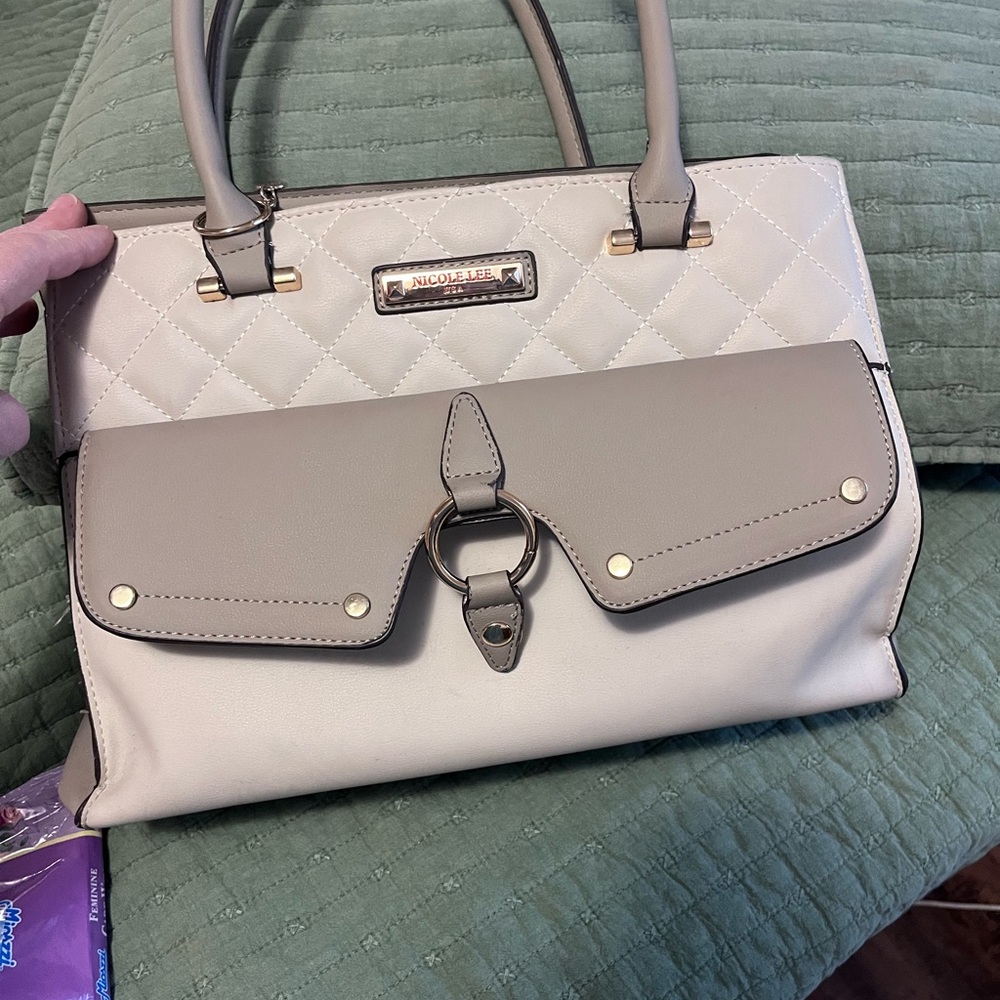 Nicole Lee Cream Quilted Satchel